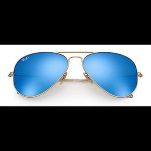 Ray Ban Gold Metal Aviators Blue Polarized Lens